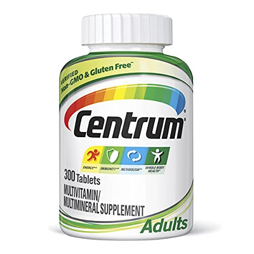 Centrum Yetişkinler İçin Antioksidanlar, Çinko, D3 Vitamini ve B Vitaminleri İçeren Çoklu Vitamin/Mineral Takviyesi, Glutensiz, GDO'suz İçerikler - 300 Adet - 1