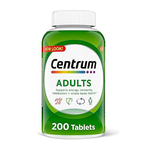 Centrum Yetişkinler İçin Antioksidanlar, Çinko, D3 Vitamini ve B Vitaminleri İçeren Çoklu Vitamin/Mineral Takviyesi, Glutensiz, GDO'suz Malzemeler - 200 Adet - 1