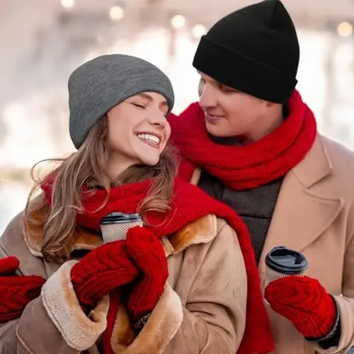 Century Star Cute Beanie Hats for Men Beanie Womens Knit Winter Hats Cuffed Skull Cap Soft Warm Beanie - 3