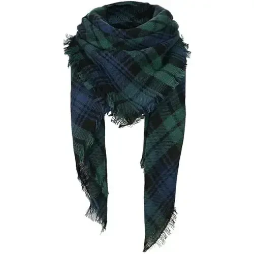 Century Star Womens Winter Oversized Large Triangle Shawl Wrap - Warm Fall Plaid Knit Scarf 