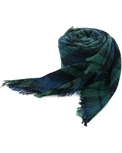 Century Star Womens Winter Oversized Large Triangle Shawl Wrap - Warm Fall Plaid Knit Scarf - 4