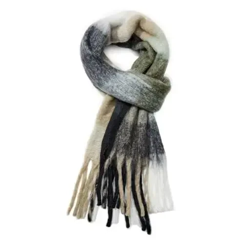 Century Star Womens Winter Oversized Large Triangle Shawl Wrap - Warm Fall Plaid Knit Scarf - CENTURY STAR (1)