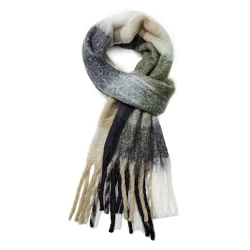 Century Star Womens Winter Oversized Large Triangle Shawl Wrap - Warm Fall Plaid Knit Scarf - 2