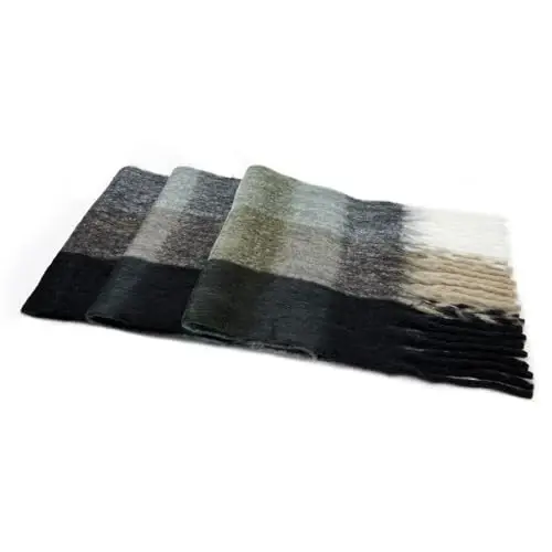 Century Star Womens Winter Oversized Large Triangle Shawl Wrap - Warm Fall Plaid Knit Scarf - 5