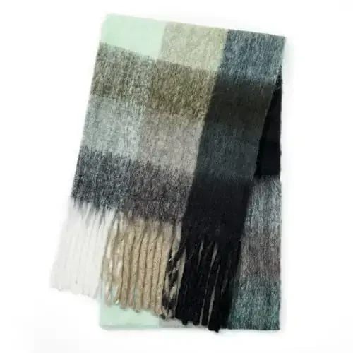 Century Star Womens Winter Oversized Large Triangle Shawl Wrap - Warm Fall Plaid Knit Scarf - 3