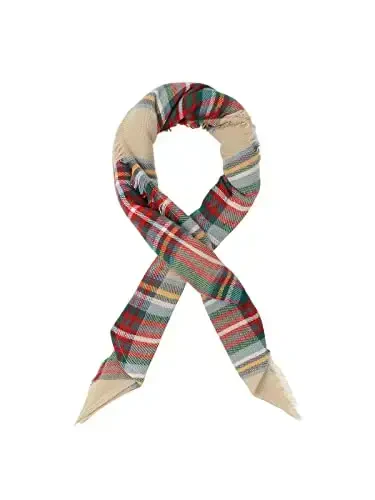 Century Star Womens Winter Oversized Large Triangle Shawl Wrap - Warm Fall Plaid Knit Scarf - 2