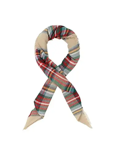 Century Star Womens Winter Oversized Large Triangle Shawl Wrap - Warm Fall Plaid Knit Scarf - 2