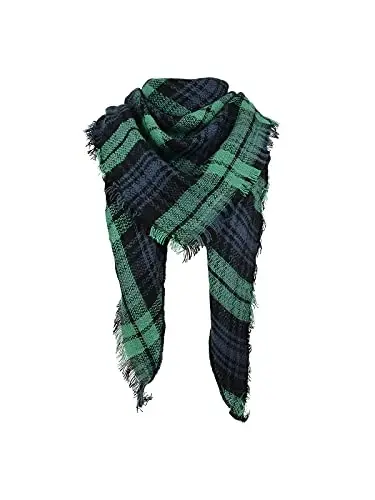 Century Star Womens Winter Oversized Large Triangle Shawl Wrap - Warm Fall Plaid Knit Scarf - CENTURY