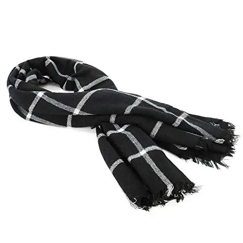 Century Star Womens Winter Oversized Large Triangle Shawl Wrap - Warm Fall Plaid Knit Scarf - 6