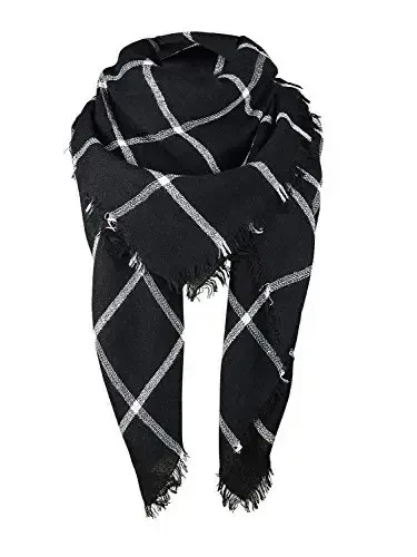 Century Star Womens Qishki Katta Hajmli Uchburchak Ro'mol - Iliq Kuzgi Plaid Trikotaj Sharf 