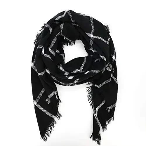 Century Star Womens Qishki Katta Hajmli Uchburchak Ro'mol - Iliq Kuzgi Plaid Trikotaj Sharf - 5