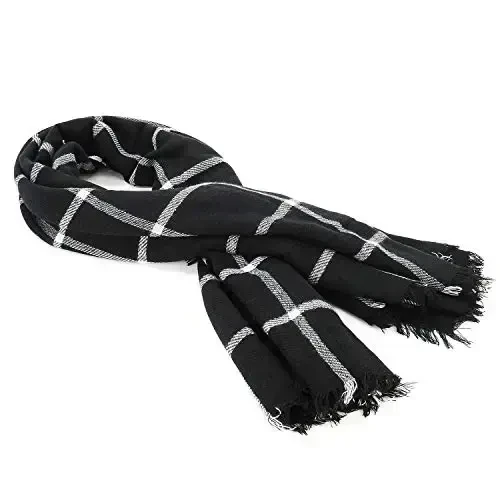 Century Star Womens Qishki Katta Hajmli Uchburchak Ro'mol - Iliq Kuzgi Plaid Trikotaj Sharf - 6