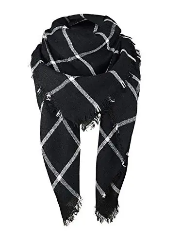 Century Star Womens Qishki Katta Hajmli Uchburchak Ro'mol - Iliq Kuzgi Plaid Trikotaj Sharf - 1
