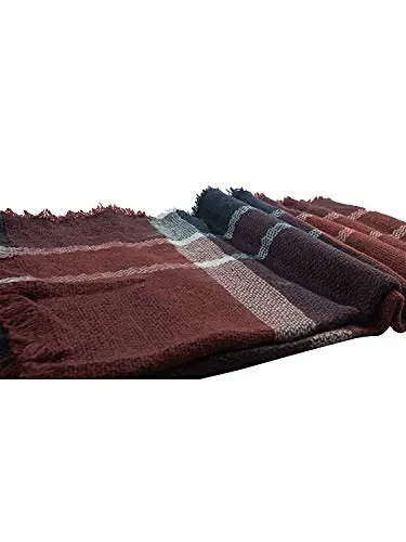 Century Star Womens Qishki katta hajmli uchburchak ro'mol - Issiq kuzgi katakli trikotaj sharf - 4