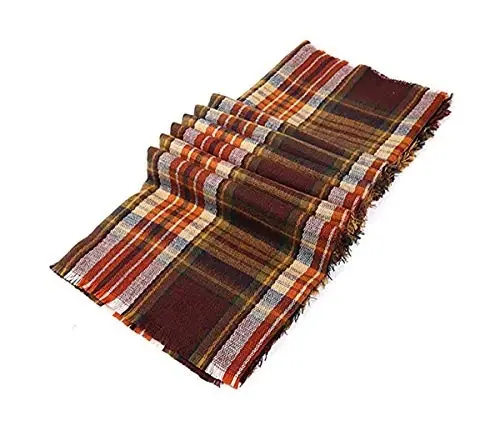 Century Star Womens Qishki Katta Uchburchak Ro'mol O'rash - Issiq Kuzgi Plaid Trikotaj Sharf - 3