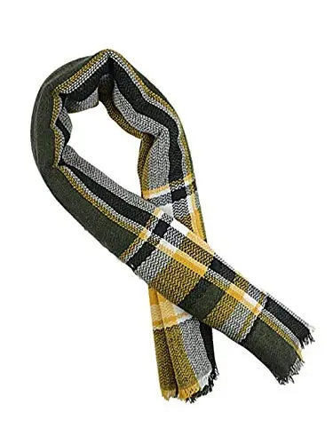 Century Star Womens Qishki Katta Uchburchak Ro'mol O'rash - Issiq Kuzgi Plaid Trikotaj Sharf - CENTURY (1)