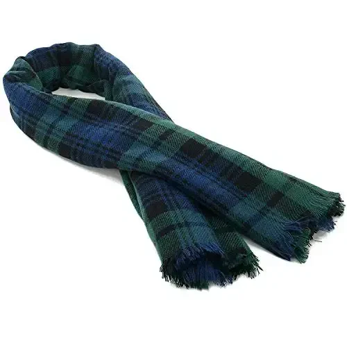 Century Star Womens Winter Oversized Large Triangle Shawl Wrap - Warm Fall Plaid Knit Scarf - 3