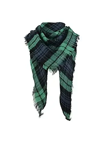 Century Star Womens Winter Oversized Large Triangle Shawl Wrap - Warm Fall Plaid Knit Scarf 