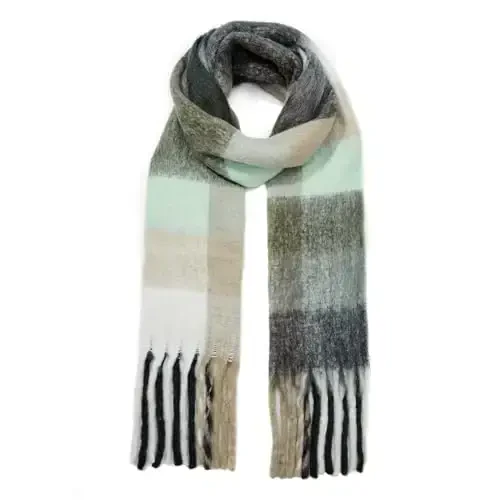 Century Star Womens Winter Oversized Large Triangle Shawl Wrap - Warm Fall Plaid Knit Scarf - 1