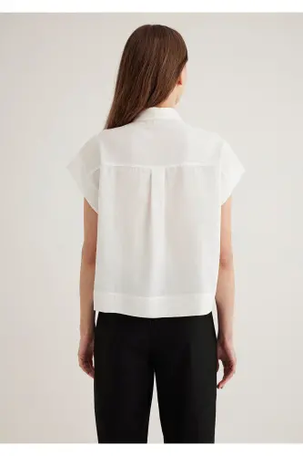 Cep Detaylı Ekru Gömlek Loose Fit / Bol Rahat Kesim 1211090-70057 - Ekru-70057 - 5