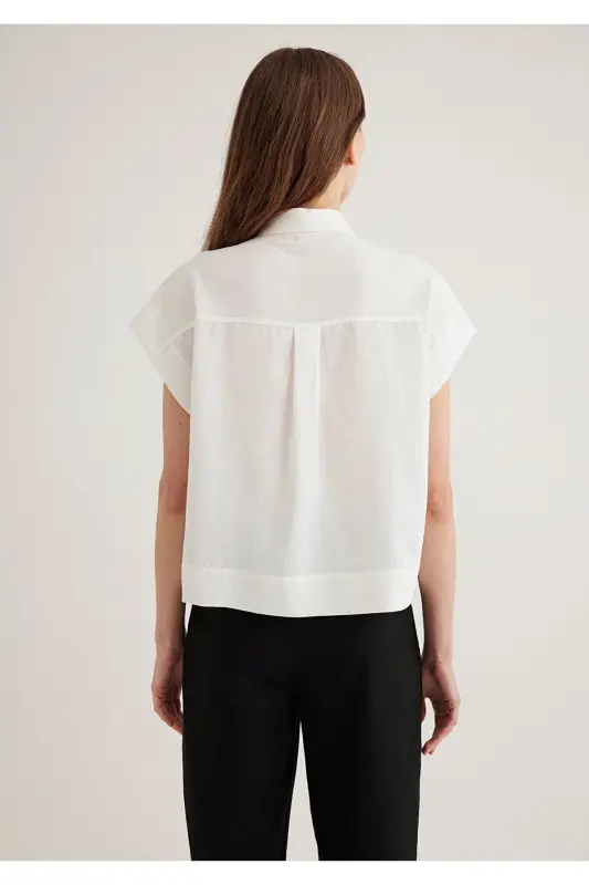 Cep Detaylı Ekru Gömlek Loose Fit / Bol Rahat Kesim 1211090-70057 - Ekru-70057 - 5