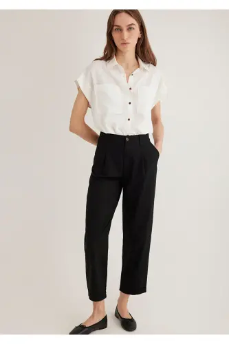 Cep Detaylı Ekru Gömlek Loose Fit / Bol Rahat Kesim 1211090-70057 - Ekru-70057 - MAVI (1)