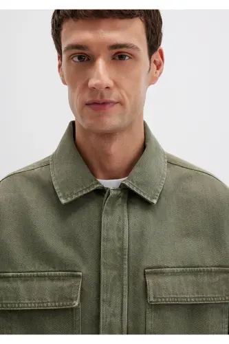 Cep Detaylı Haki Ceket Loose Fit / Bol Rahat Kesim 0110510-71581-Yeşil - 6