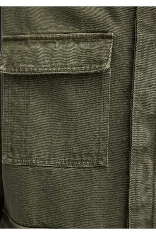 Cep Detaylı Haki Ceket Loose Fit / Bol Rahat Kesim 0110510-71581-Yeşil - 7