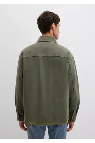 Cep Detaylı Haki Ceket Loose Fit / Bol Rahat Kesim 0110510-71581-Yeşil - 5