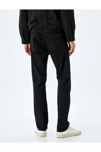 Cep Detaylı Pamuklu Slim Fit Jean Pantolon - Brad Jean - Siyah - 4