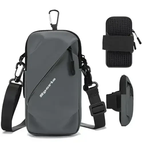 Cell Phone Armbands Running Phone Holder Armband, Shoulder Holster Phone Purse Crossbody Bag Pouch (Gray) - PRIME COMFORT