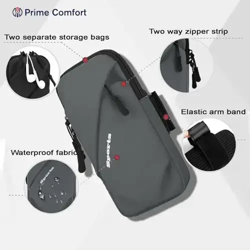 Cell Phone Armbands Running Phone Holder Armband, Shoulder Holster Phone Purse Crossbody Bag Pouch (Gray) - 2