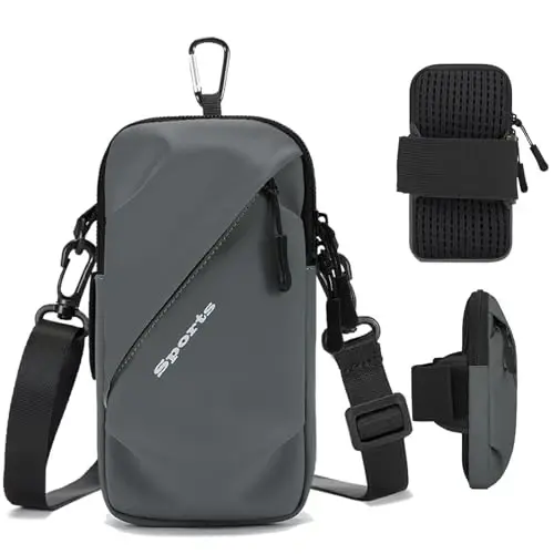 Cell Phone Armbands Running Phone Holder Armband, Shoulder Holster Phone Purse Crossbody Bag Pouch (Gray) 