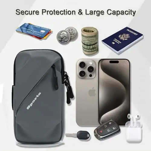Cell Phone Armbands Running Phone Holder Armband, Shoulder Holster Phone Purse Crossbody Bag Pouch (Gray) - 4