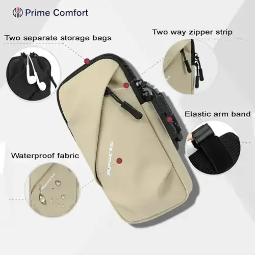 Cell Phone Armbands Running Phone Holder Armband, Phone Holder for Walking, Shoulder Holster Phone Purse Crossbody Bag Phone Pouch (Khaki) - PRIME COMFORT (1)