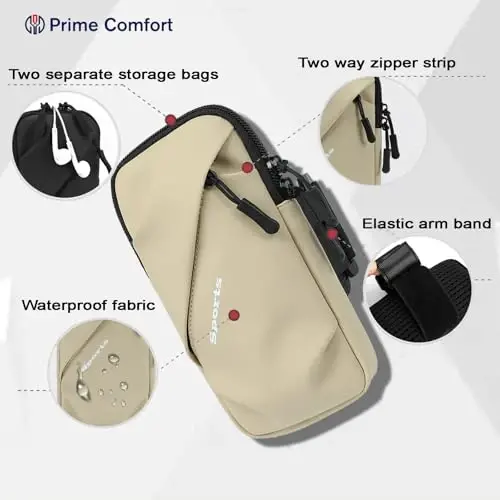 Cell Phone Armbands Running Phone Holder Armband, Phone Holder for Walking, Shoulder Holster Phone Purse Crossbody Bag Phone Pouch (Khaki) - 2