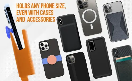 CELL PHONE SEAT - Cup Holder Phone Holder Mount for Car - Universal Adjustable Expander Cradle Hands-Free Driving - Compatible with All Smartphones iPhone Samsung Google Android Orange - 3