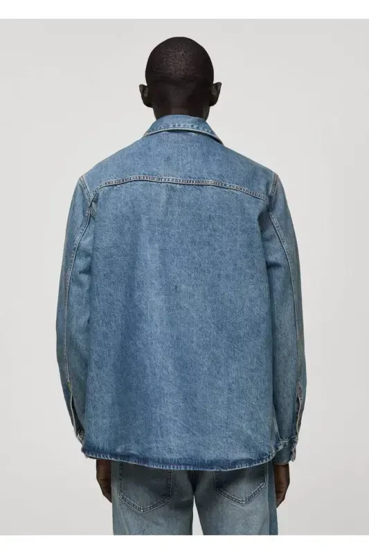 Cepli denim gömlek ceket - 5