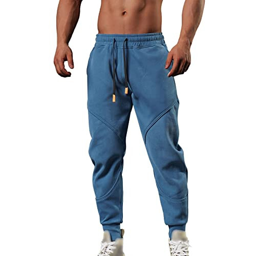 Cepli Erkek Jogger Pantolon, Rahat İpli Alt, Dar Fit, Ağır Termal Spor Pantolon, Kargo Spor Pantolon - 1