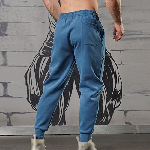 Cepli Erkek Jogger Pantolon, Rahat İpli Alt, Dar Fit, Ağır Termal Spor Pantolon, Kargo Spor Pantolon - 3