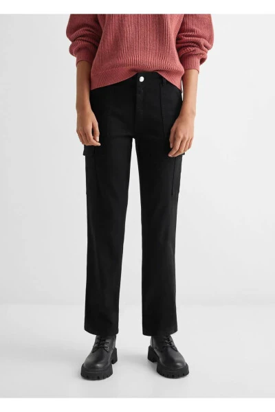 Cepli kargo jean pantolon-Siyah - 6