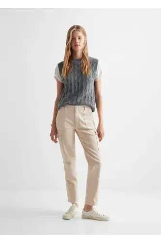 Cepli kargo jean pantolon-Bej - MANGO TEEN (1)