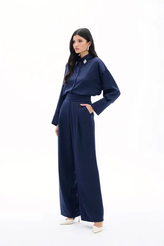 Cepli keng saten shim - LACIVERT-LACIVERT - 2