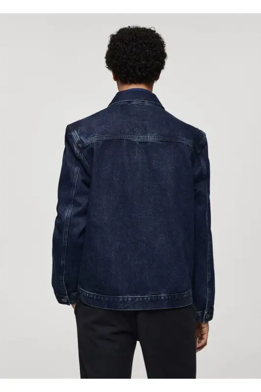 Cepli denim mont - Koyu Mavi - 2