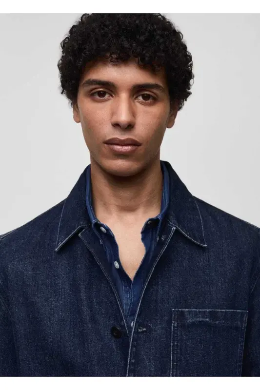 Cepli denim mont - Koyu Mavi - 3