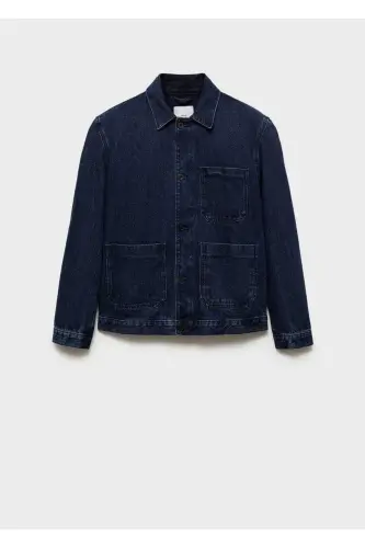 Cepli denim mont - Koyu Mavi - 6