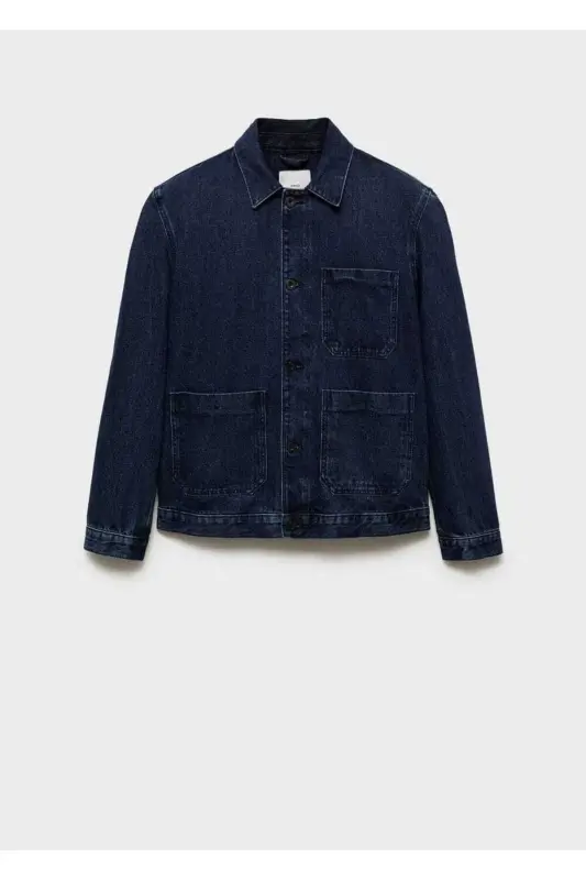 Cepli denim mont - Koyu Mavi - 6