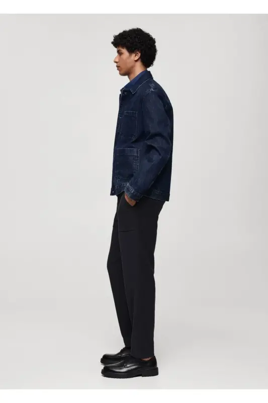 Cepli denim mont - Koyu Mavi - 7