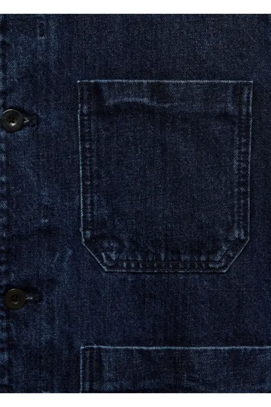 Cepli denim mont - Koyu Mavi - 8