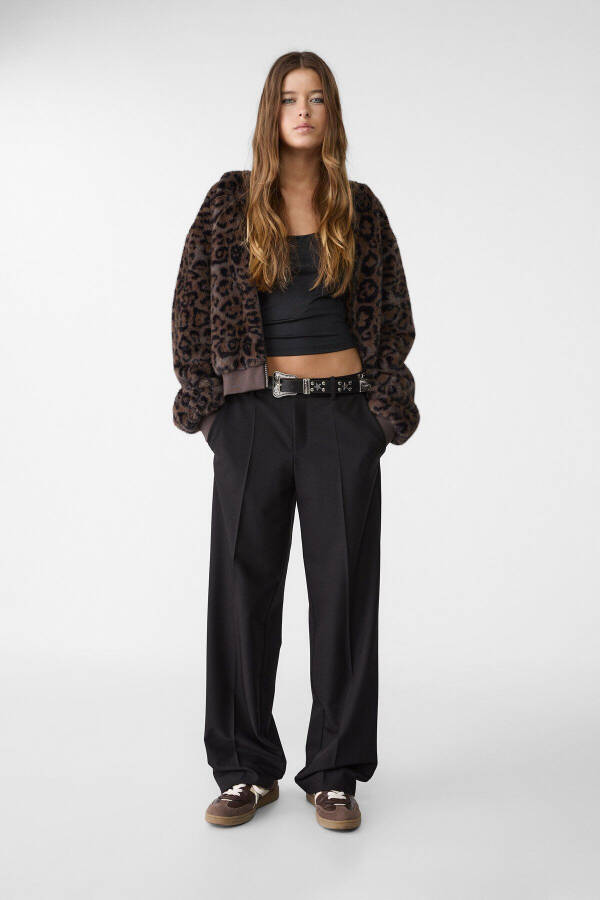 Cepli kumaş pantolon-Siyah - 1